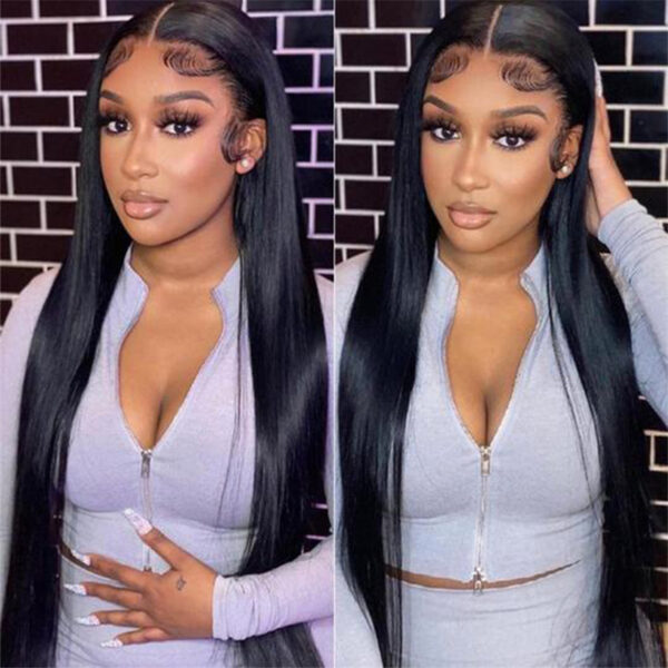 Women's Fashion Simple Human Hair Straight Wig - Image 6