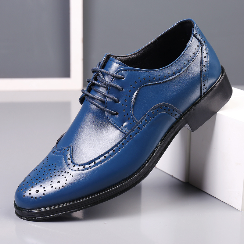 Block Carved Casual Leather Shoes For Men - Image 7