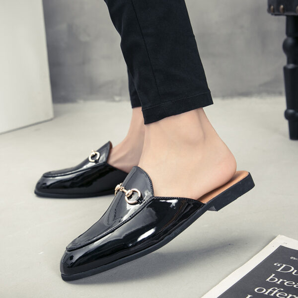 Summer Men's Bright Leather Semi-slipper Sandals - Image 2