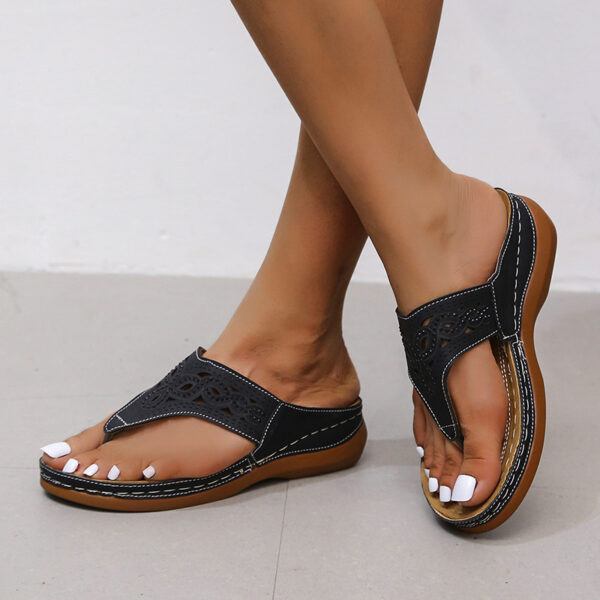Clip Toe Wedge Sandals Women Summer Flip Flops Slippers Beach Shoes - Image 8
