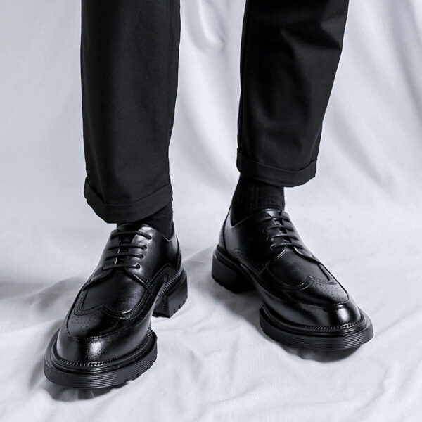 Casual Brogue Platform Leather Shoes For Men - Image 5