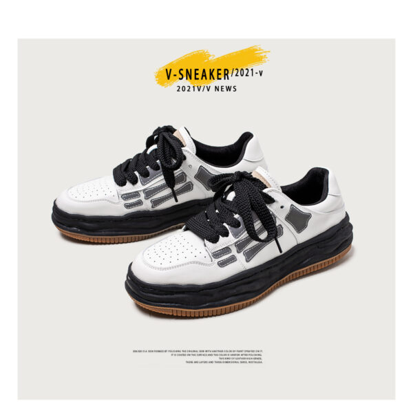 Reflective Bone Retro Platform Sneakers Men - Image 3