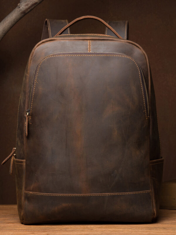 Leather men's backpack leather travel backpack - Image 6