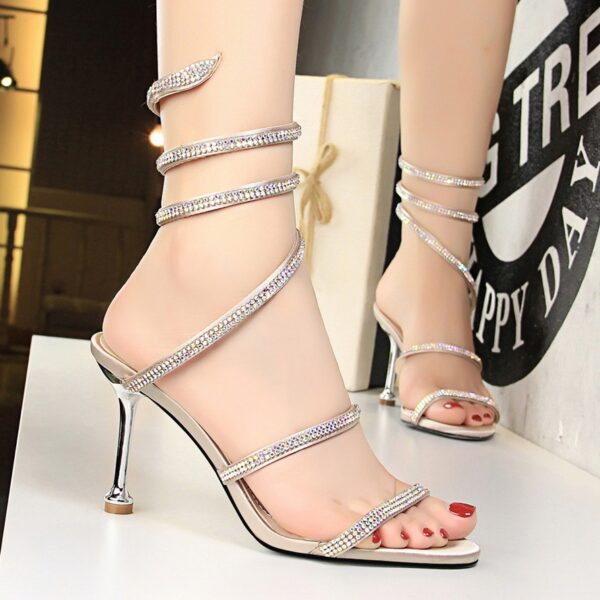 Women's Shoes Stiletto Heels Snake-shaped Winding Rhinestone - Image 3