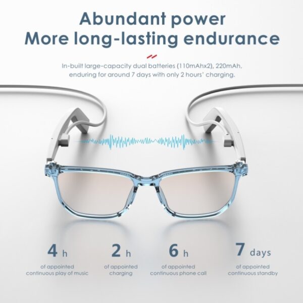 Bluetooth Mobile Phone Smart Glasses Voice Call Music Anti Blue Light Intelligent White Unisex Eyeglasses - Image 9