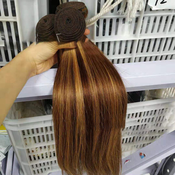 Highlight bundles with closure straight brazilian human hair - Image 6