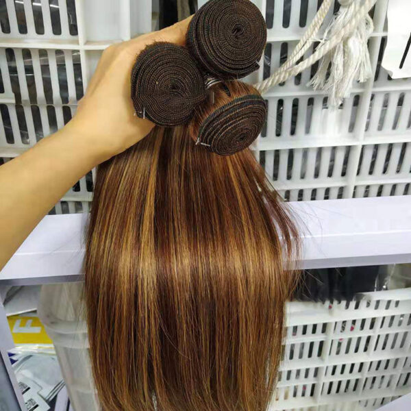 Highlight bundles with closure straight brazilian human hair - Image 9