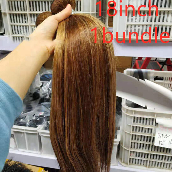 Highlight bundles with closure straight brazilian human hair - Image 4