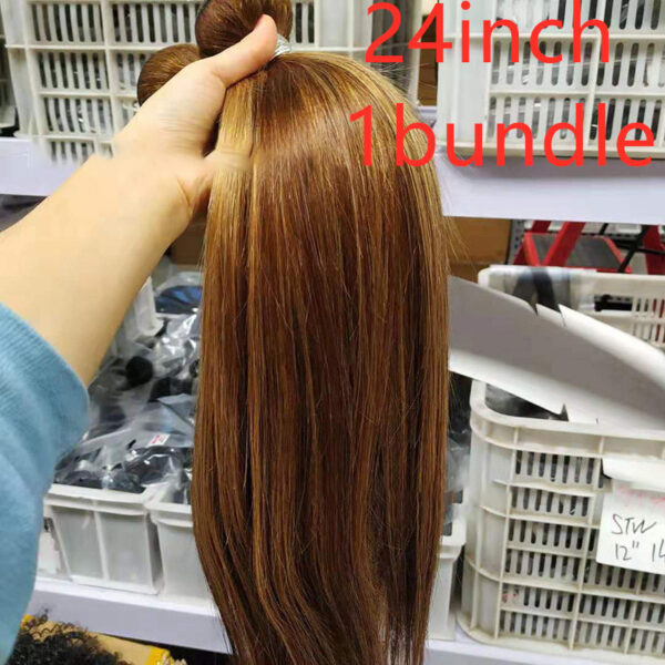 Highlight bundles with closure straight brazilian human hair - Image 5