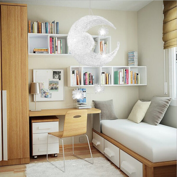 Aluminum Wire Star Moon Chandelier Restaurant Bar Bedroom Warm Lighting Simple Children'S Room Lamps - Image 4