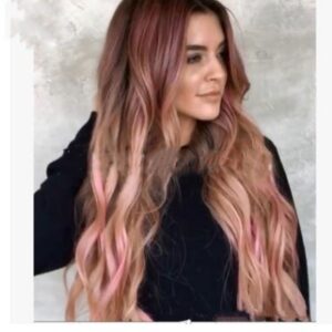 Brown Pink Big Wave Long Curly Hair Cross Border  Women''s Wigs Cosplay Party Wigs
