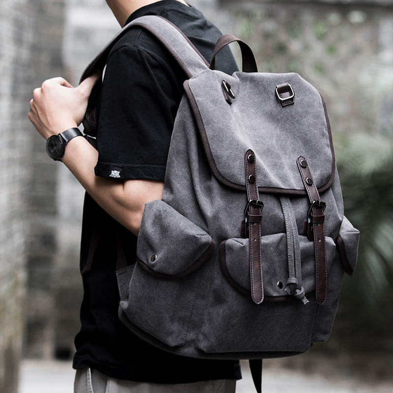 Canvas Backpack Men's Fashion Trend Casual Travel Bag - Image 6