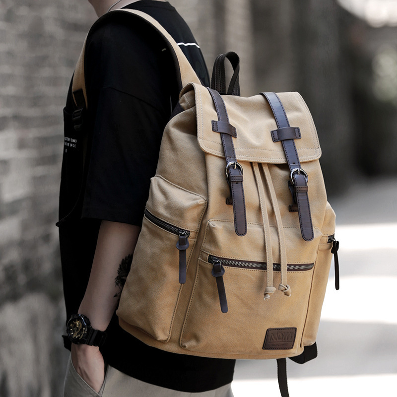 Canvas Backpack Men's Fashion Trend Casual Travel Bag - Image 9