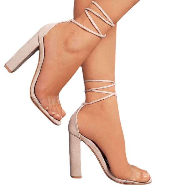 Wish Cross-border Foreign Trade Large Size High Heel Sandals Ladies Thick Heels Fashion Ankle Strap High Heels High Heels - Image 3