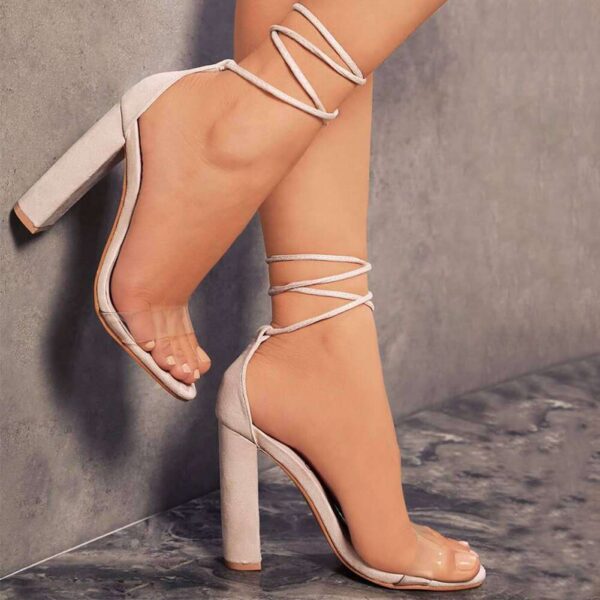 Wish Cross-border Foreign Trade Large Size High Heel Sandals Ladies Thick Heels Fashion Ankle Strap High Heels High Heels - Image 4