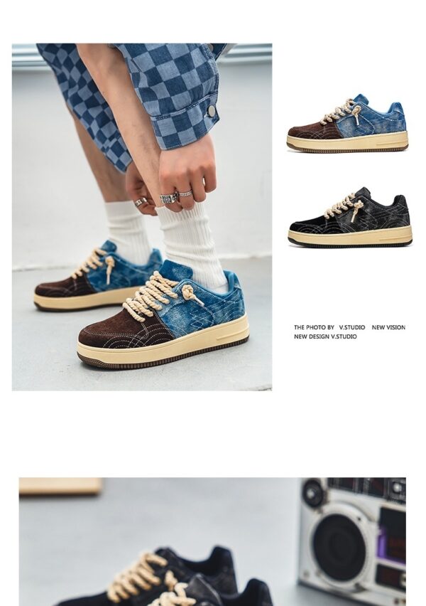 Leisure Denim Board Shoes Men Lace-up Flats Skateboard - Image 2