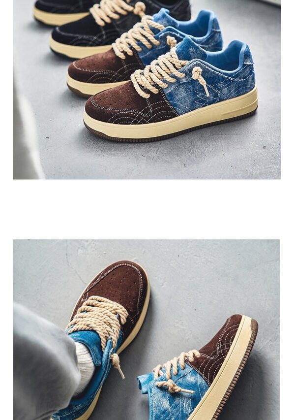 Leisure Denim Board Shoes Men Lace-up Flats Skateboard - Image 8