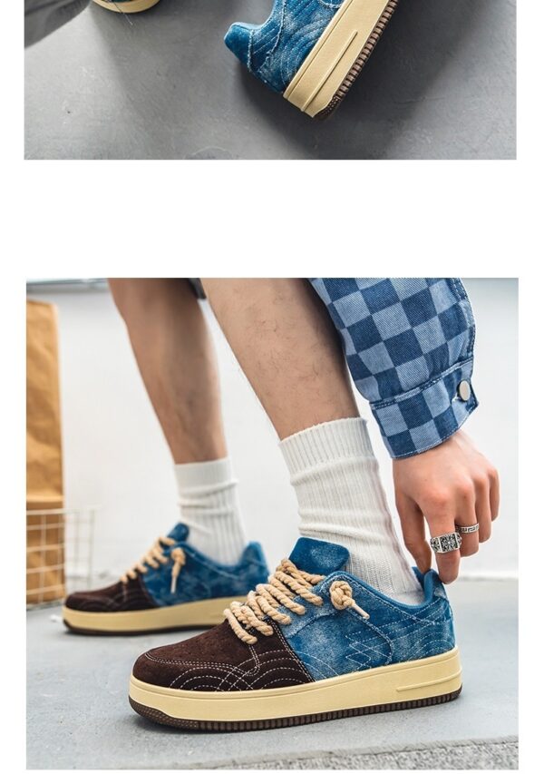 Leisure Denim Board Shoes Men Lace-up Flats Skateboard - Image 5