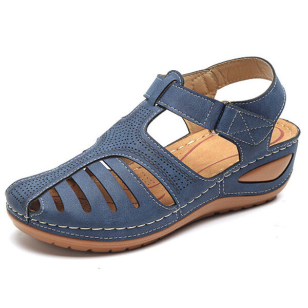 Women's Plus Size Retro Sandals Round Toe Wedge Sandals - Image 7