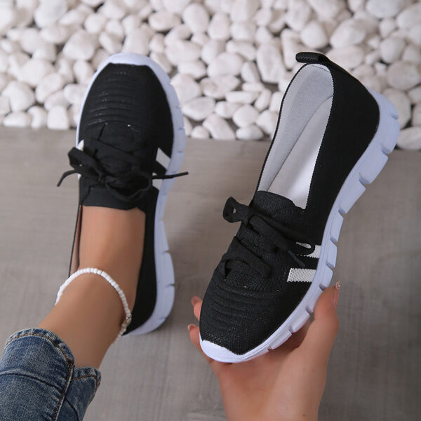 Casual Lace-up Mesh Shoes Preppy Flats Walking Running Sports Shoes Sneakers For Women - Image 2