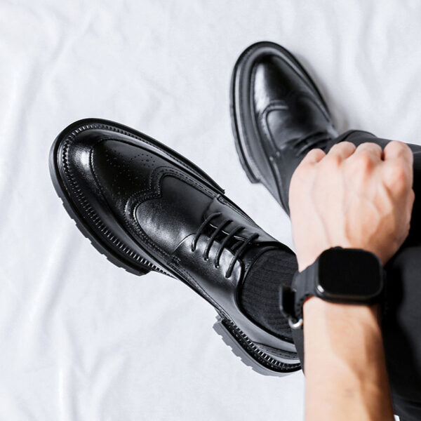 Casual Brogue Platform Leather Shoes For Men - Image 3