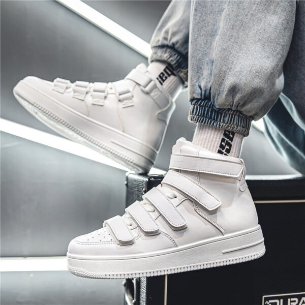 Spring Men's High-top Board Shoes Trendy Youth Student White Shoes Velcro Sports Casual - Image 4