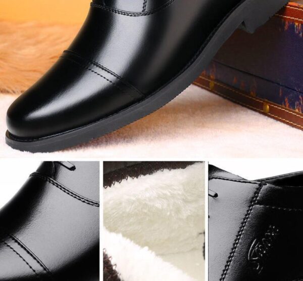 Winter Real Leather With Fleece Lining Men's Cotton Shoes - Image 3
