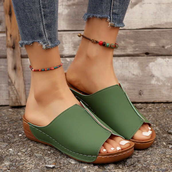 Fashion Solid Wedges Sandals Summer Casual Peep-toe Slippers Outdoor Thick Sole Heightening Slides Shoes Women - Image 8