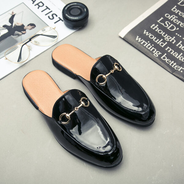 Summer Men's Bright Leather Semi-slipper Sandals - Image 3