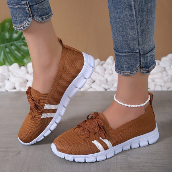 Casual Lace-up Mesh Shoes Preppy Flats Walking Running Sports Shoes Sneakers For Women - Image 5
