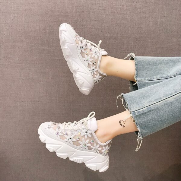 Spring and summer new women's shoes Korean mesh breathable thick-soled sports and leisure single shoes women - Image 3