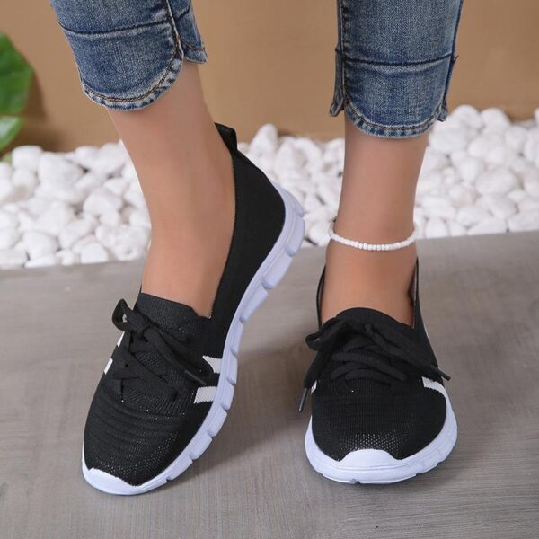 Casual Lace-up Mesh Shoes Preppy Flats Walking Running Sports Shoes Sneakers For Women - Image 4