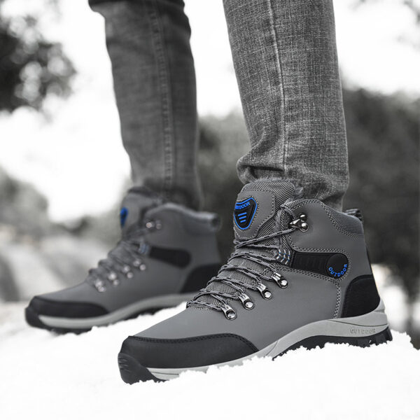 Winter Snow Boots Men Warm Plush Ankle Boots Hiking Lace-up Shoes - Image 8