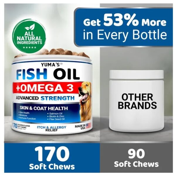 Omega 3 Fish Oil For Dogs 170 Chews Skin And Coat Supplement Omega 3 For Dogs Dry - Image 3