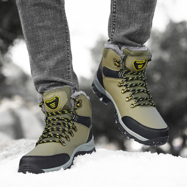 Winter Snow Boots Men Warm Plush Ankle Boots Hiking Lace-up Shoes - Image 6