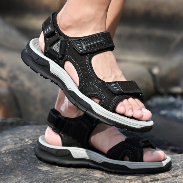 Breathable Men's Sandals Non-slip Top Layer Cowhide - Image 3