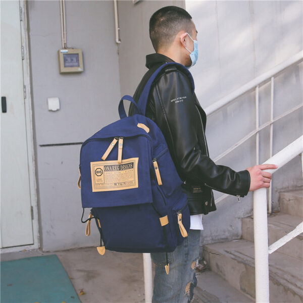 Korean Canvas Backpack, large capacity travel computer, backpack for men, female campus bag for College Students - Image 4