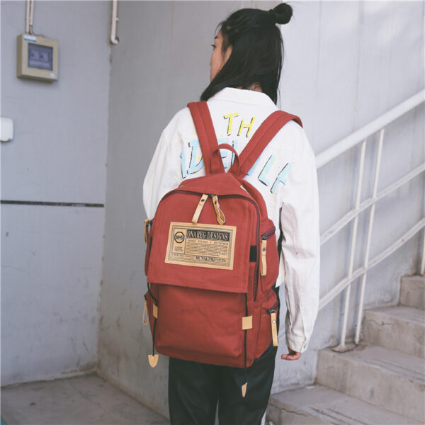Korean Canvas Backpack, large capacity travel computer, backpack for men, female campus bag for College Students - Image 9