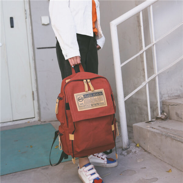 Korean Canvas Backpack, large capacity travel computer, backpack for men, female campus bag for College Students - Image 5