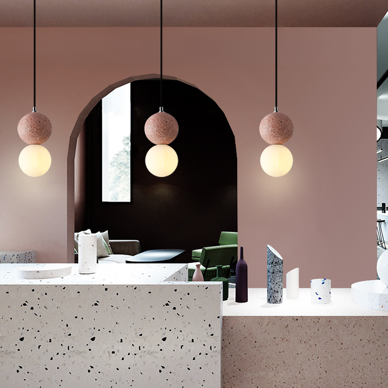 Nordic Ins Modern Cement Terrazzo Small Chandelier Restaurant Bar - Image 3