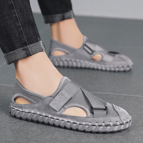 Summer Hollow Men's Soft Bottom Beach Shoes Breathable Mesh Sandals - Image 7