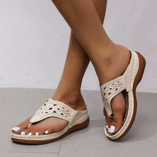 Clip Toe Wedge Sandals Women Summer Flip Flops Slippers Beach Shoes - Image 4