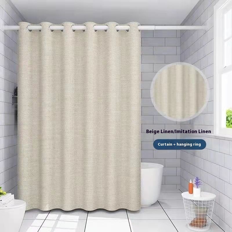 Linen Thick Waterproof And Mildew-proof Shower Curtain Punch-free - Image 8