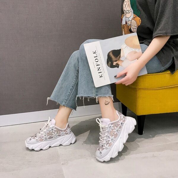 Spring and summer new women's shoes Korean mesh breathable thick-soled sports and leisure single shoes women - Image 4