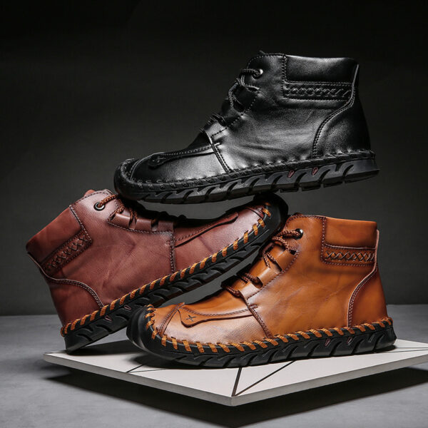Leather shoes leather men casual shoes - Image 10