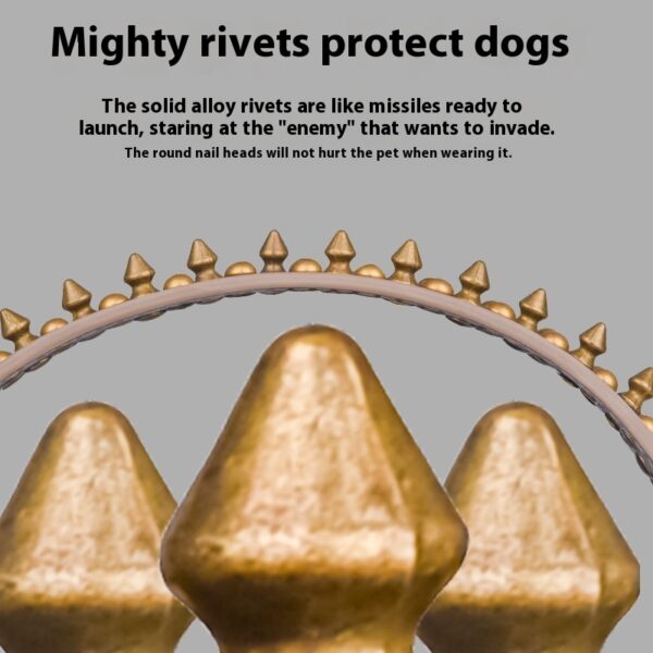 Rivets Medium And Large Leather Pet Collar - Image 8