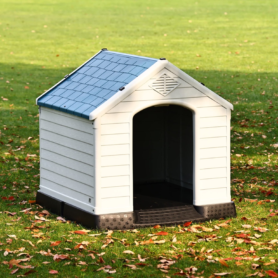 Only Supports Self Pickup-Plastic Dog House, Insulated Dog House, Assembled Sturdy Dog Kennel With Elevated Floor And Ventilation For Small To Large Dogs -29 Inch, Blue - Image 2