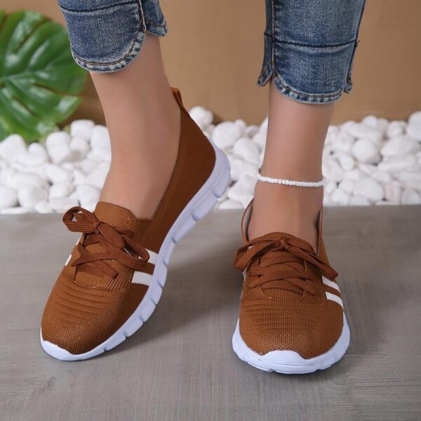 Casual Lace-up Mesh Shoes Preppy Flats Walking Running Sports Shoes Sneakers For Women - Image 9