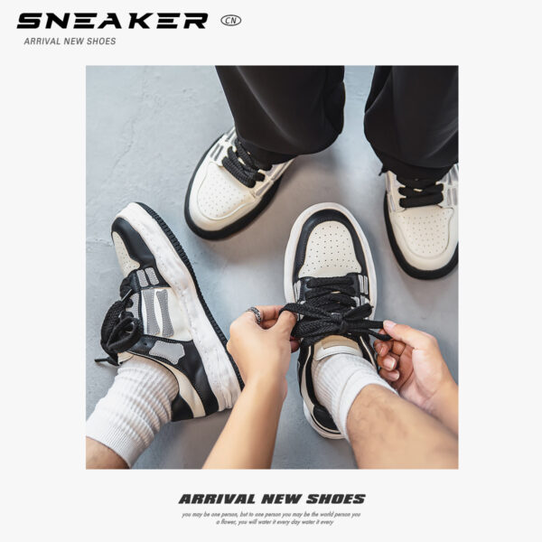 Reflective Bone Retro Platform Sneakers Men - Image 6
