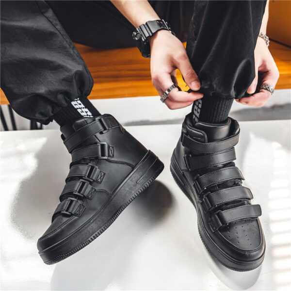 Spring Men's High-top Board Shoes Trendy Youth Student White Shoes Velcro Sports Casual - Image 3